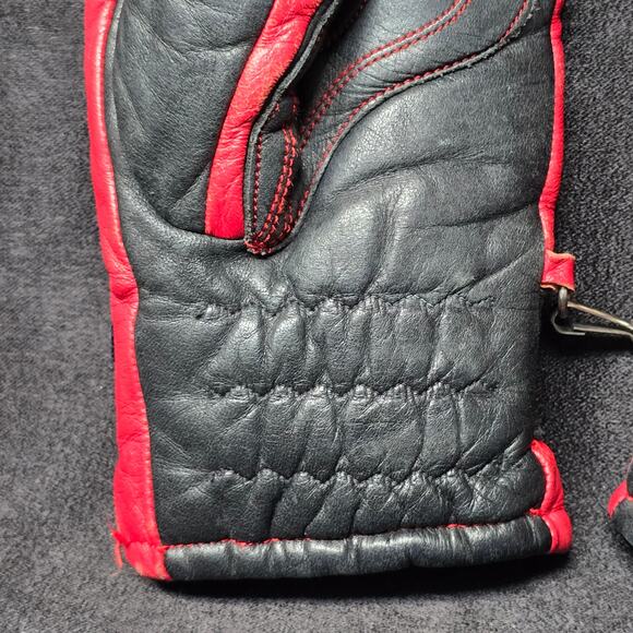 Vintage ARIS Red & Black SOFTAN Winter Weather Snow Ski Gloves Men's Small - Picture 4 of 16